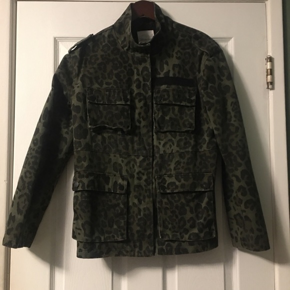 Avec Les Filles Olive Leopard Cotton Camo Cargo Jacket - Picture 8 of 16